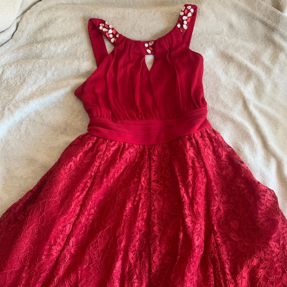 Girls red Christmas dress